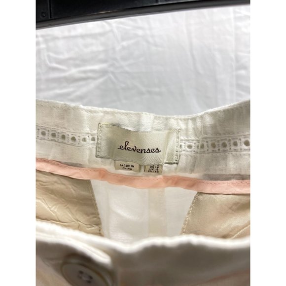 NEW Elevenses Anthropologie White Crochet Trim Wide Leg Pants 2 - Picture 6 of 6